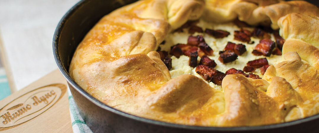 Cottage cheese pie and bacon